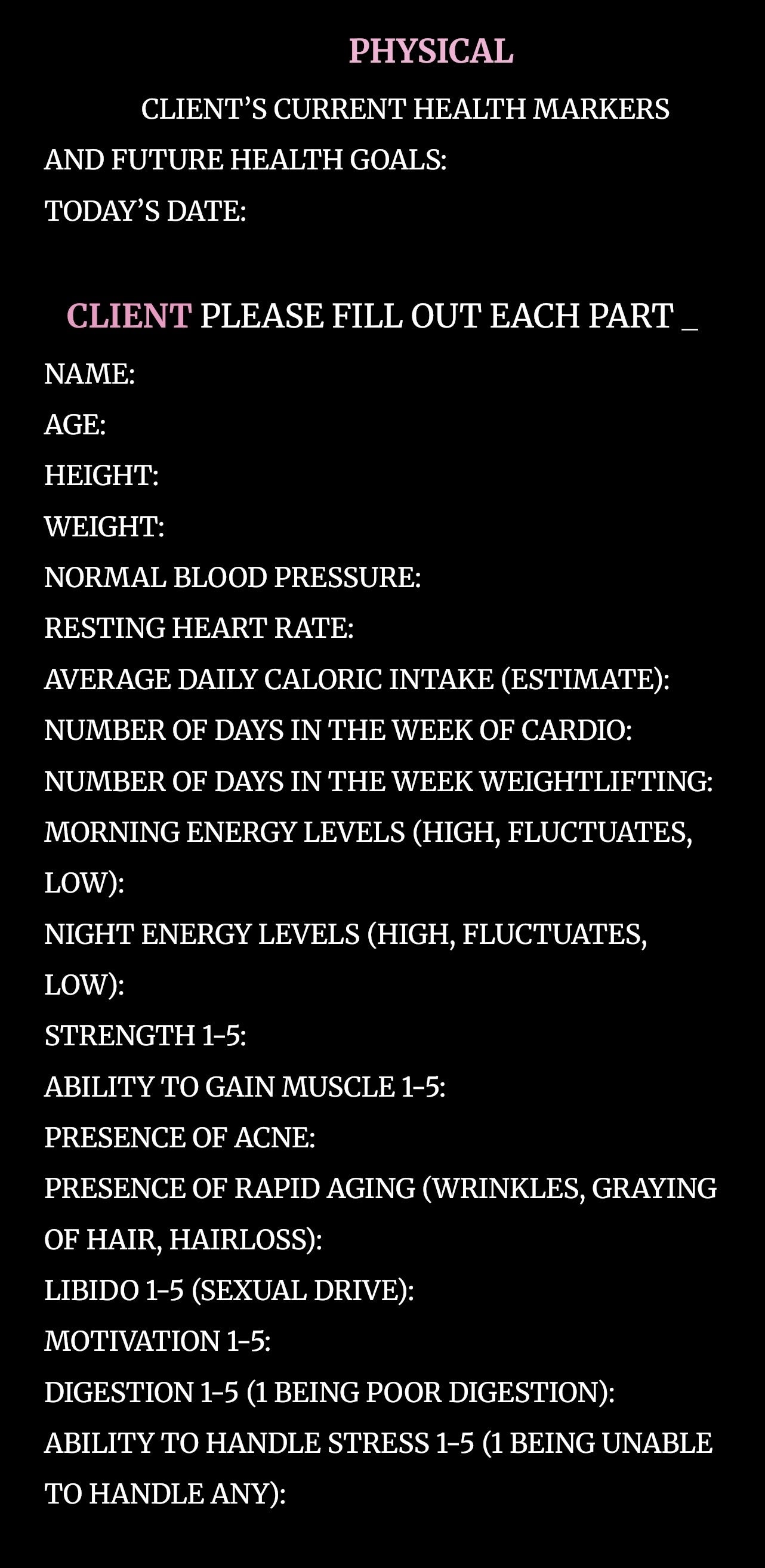 Health protocol/Tailored diet plan